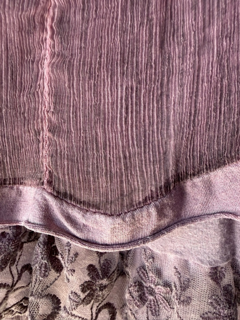 Womens Lace-Trim Plum Long Sleeve Tunic Top - Picture 5 of 9